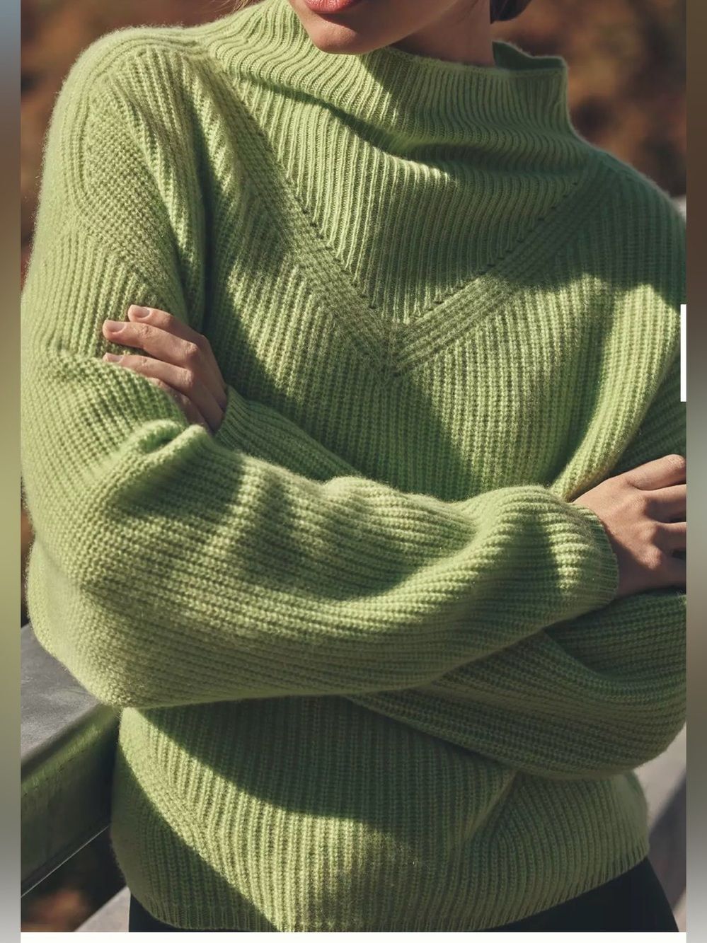 ANTHROPOLOGIE Women’s The Enza Ribbed Cashmere Sweater Crop Long-Sleeve Size XS - Picture 3 of 12